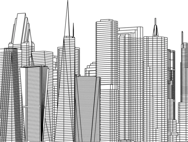 Abstrakcyjne Linie Rysunku Koncepcji Sztuki Architektonicznej Minimalne Kształty Geometryczne — Wektor stockowy