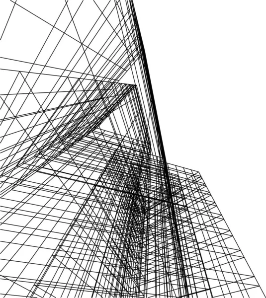 Lignes Dessin Abstraites Dans Concept Art Architectural Formes Géométriques Minimales — Image vectorielle