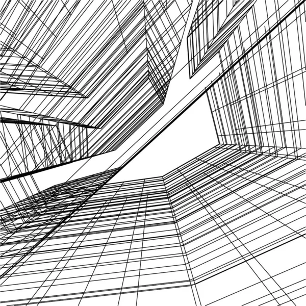 Líneas Abstractas Dibujo Concepto Arte Arquitectónico Formas Geométricas Mínimas — Archivo Imágenes Vectoriales