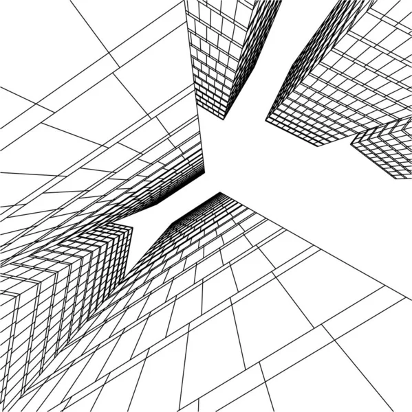 Abstrakcyjne Linie Rysunku Koncepcji Sztuki Architektonicznej Minimalne Kształty Geometryczne — Wektor stockowy