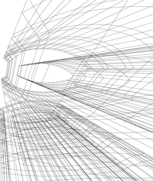 Abstrakta Teckningslinjer Arkitektonisk Konst Koncept Minimala Geometriska Former — Stock vektor