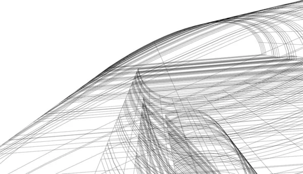 Elvont Rajzvonalak Építészeti Képzőművészetben Minimális Geometriai Formák — Stock Vector