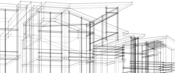 Abstracte Tekenlijnen Architectonisch Kunstconcept Minimale Geometrische Vormen — Stockvector