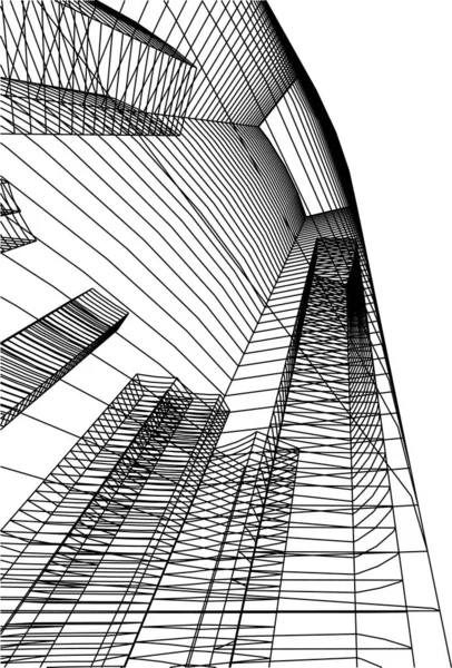 Líneas Abstractas Dibujo Concepto Arte Arquitectónico Formas Geométricas Mínimas — Vector de stock