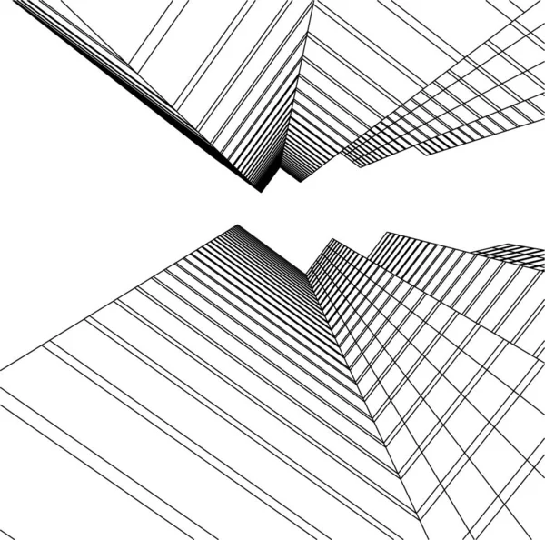 Abstrakcyjne Linie Rysunku Koncepcji Sztuki Architektonicznej Minimalne Kształty Geometryczne — Wektor stockowy