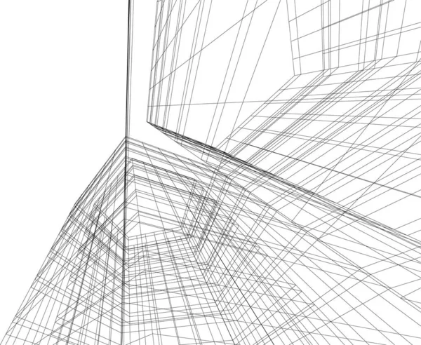 Abstrakcyjne Linie Rysunku Koncepcji Sztuki Architektonicznej Minimalne Kształty Geometryczne — Wektor stockowy