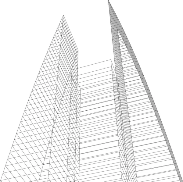 Elvont Rajzvonalak Építészeti Képzőművészetben Minimális Geometriai Formák — Stock Vector