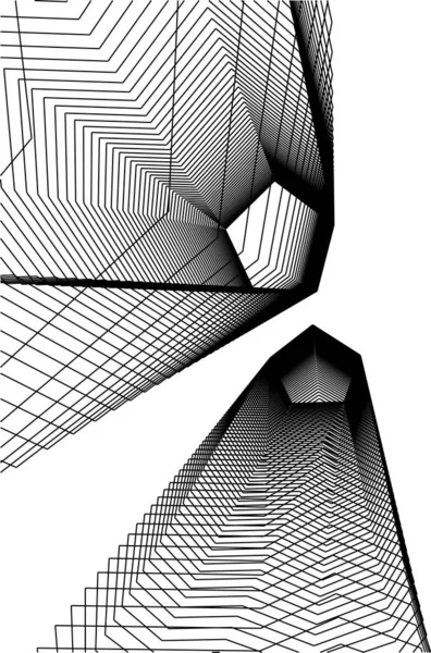 Abstrakte Zeichnungslinien Architektonischen Kunstkonzept Minimale Geometrische Formen — Stockvektor