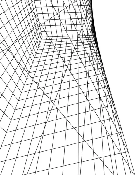 建筑艺术概念中的抽象绘图线 最小几何形状 — 图库矢量图片