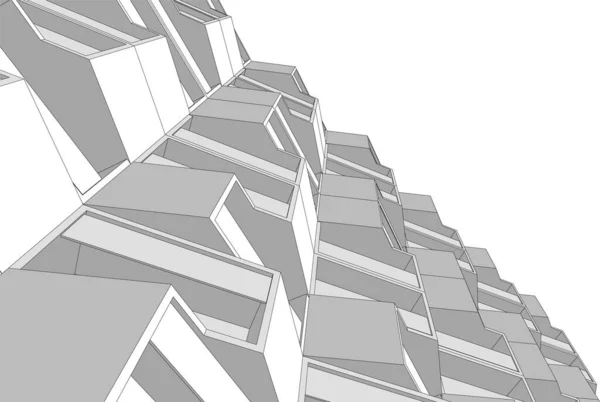 Abstracte Tekenlijnen Architectonisch Kunstconcept Minimale Geometrische Vormen — Stockvector