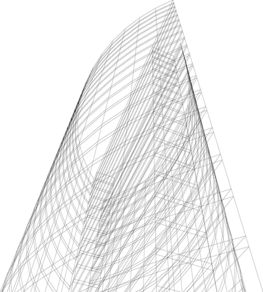 Abstracte Tekenlijnen Architectonisch Kunstconcept Minimale Geometrische Vormen — Stockvector