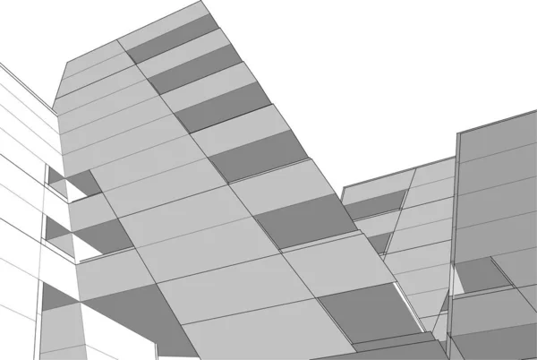 Abstrakte Zeichnungslinien Architektonischen Kunstkonzept Minimale Geometrische Formen — Stockvektor