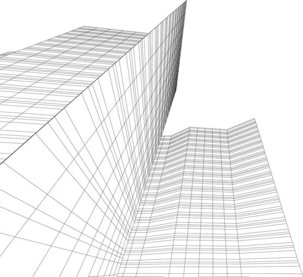 Linee Disegno Astratte Nel Concetto Arte Architettonica Forme Geometriche Minime — Vettoriale Stock