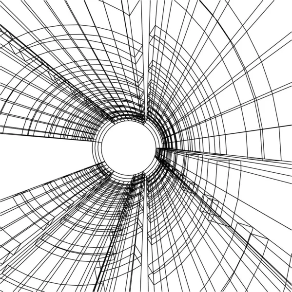 Líneas Abstractas Dibujo Concepto Arte Arquitectónico Formas Geométricas Mínimas — Vector de stock