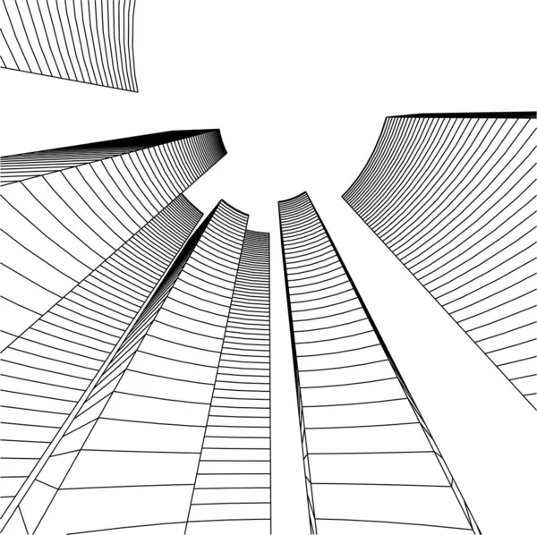 Abstrakta Teckningslinjer Arkitektonisk Konst Koncept Minimala Geometriska Former — Stock vektor