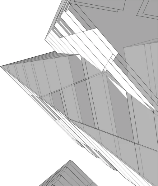 Lignes Dessin Abstraites Dans Concept Art Architectural Formes Géométriques Minimales — Image vectorielle