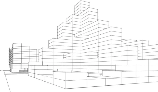 Líneas Abstractas Dibujo Concepto Arte Arquitectónico Formas Geométricas Mínimas — Vector de stock