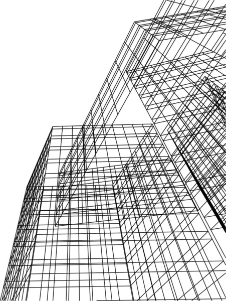 Lignes Dessin Abstraites Dans Concept Art Architectural Formes Géométriques Minimales — Image vectorielle