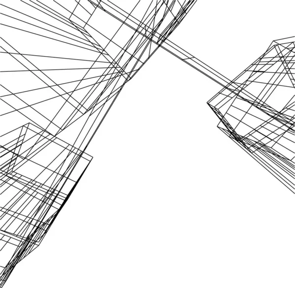 Líneas Abstractas Dibujo Concepto Arte Arquitectónico Formas Geométricas Mínimas — Vector de stock