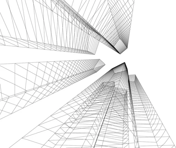 Abstracte Tekenlijnen Architectonisch Kunstconcept Minimale Geometrische Vormen — Stockvector