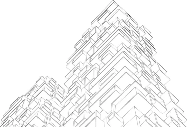 Lignes Dessin Abstraites Dans Concept Art Architectural Formes Géométriques Minimales — Image vectorielle