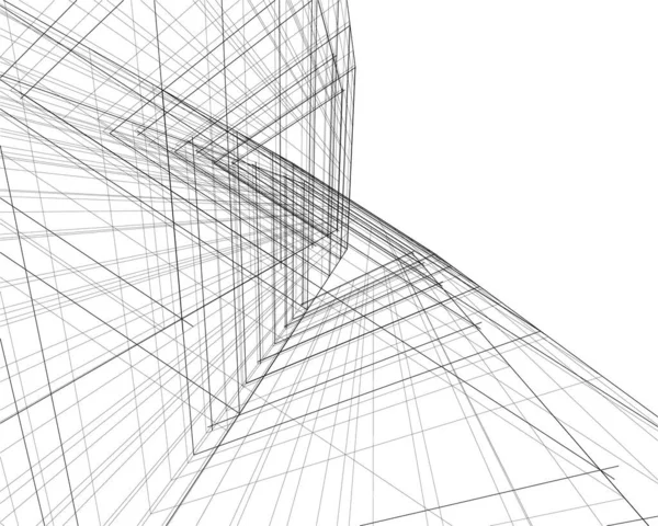 Linhas Abstratas Desenho Conceito Arte Arquitetônica Formas Geométricas Mínimas — Vetor de Stock