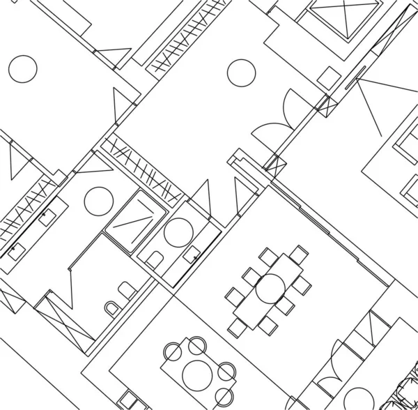 Líneas Abstractas Dibujo Concepto Arte Arquitectónico Formas Geométricas Mínimas — Archivo Imágenes Vectoriales