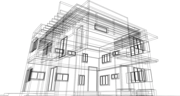 Abstrakta Teckningslinjer Arkitektonisk Konst Koncept Minimala Geometriska Former — Stock vektor