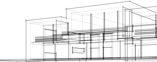 Líneas Abstractas Dibujo Concepto Arte Arquitectónico Formas Geométricas Mínimas — Archivo Imágenes Vectoriales