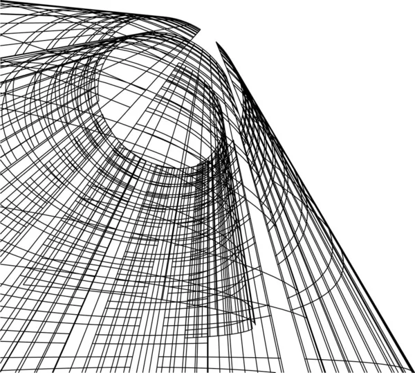 Abstraktní Kreslicí Čáry Architektonickém Pojetí Bílém Pozadí Minimální Geometrické Tvary — Stockový vektor