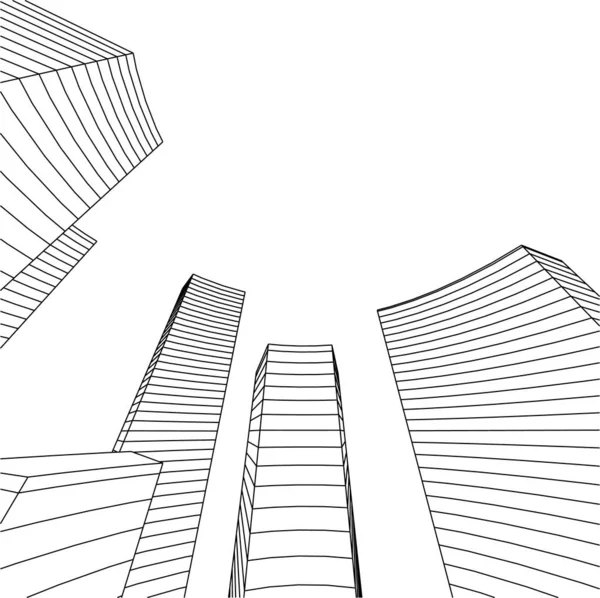 Linhas Abstratas Desenho Conceito Arte Arquitetônica Formas Geométricas Mínimas — Vetor de Stock