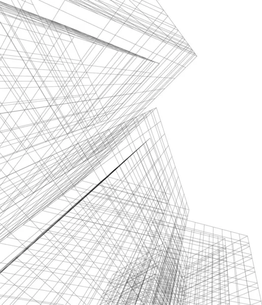 Abstracte Tekenlijnen Architectonisch Kunstconcept Minimale Geometrische Vormen — Stockvector