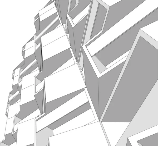 Lignes Dessin Abstraites Dans Concept Art Architectural Formes Géométriques Minimales — Image vectorielle