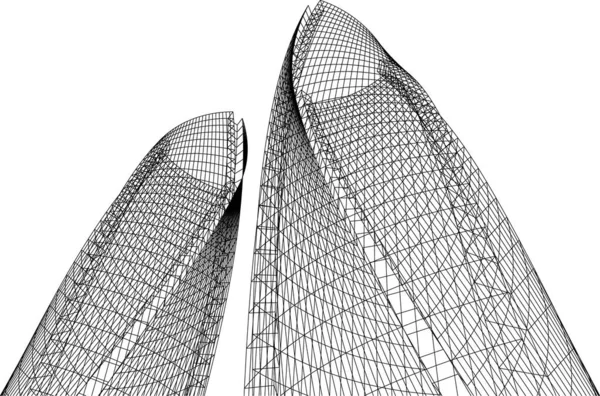Líneas Dibujo Abstractas Concepto Arte Arquitectónico Sobre Fondo Blanco Formas — Vector de stock