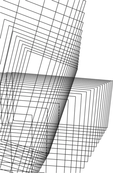 Líneas Abstractas Dibujo Concepto Arte Arquitectónico Formas Geométricas Mínimas — Archivo Imágenes Vectoriales