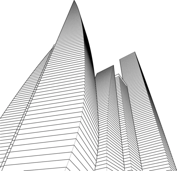 Linhas Abstratas Desenho Conceito Arte Arquitetônica Formas Geométricas Mínimas — Vetor de Stock