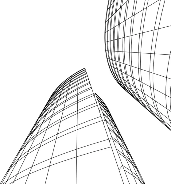 Abstrakte Zeichnungslinien Architektonischen Kunstkonzept Minimale Geometrische Formen — Stockvektor