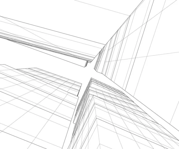 Lignes Dessin Abstraites Dans Concept Art Architectural Formes Géométriques Minimales — Image vectorielle