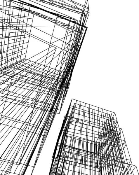 Líneas Abstractas Dibujo Concepto Arte Arquitectónico Formas Geométricas Mínimas — Archivo Imágenes Vectoriales