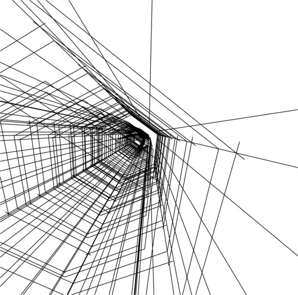 Líneas Abstractas Dibujo Concepto Arte Arquitectónico Formas Geométricas Mínimas — Archivo Imágenes Vectoriales