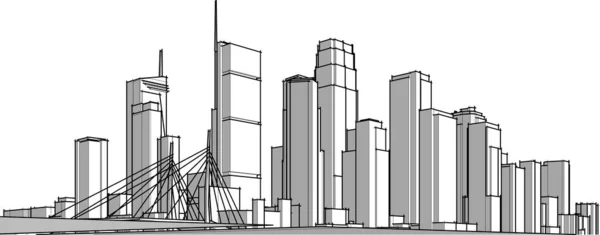 Abstrakte Zeichnungslinien Architektonischen Kunstkonzept Minimale Geometrische Formen — Stockvektor