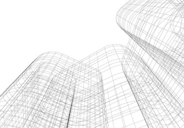 Arkaplanda mimari bina 3d illüstrasyon