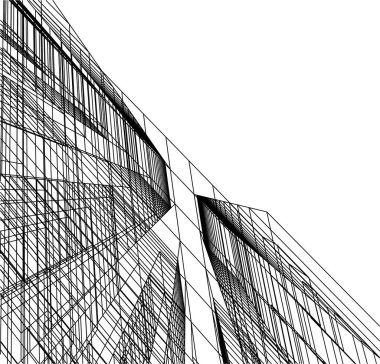 Mimari sanat konseptinde soyut çizgiler, minimum geometrik şekiller. 
