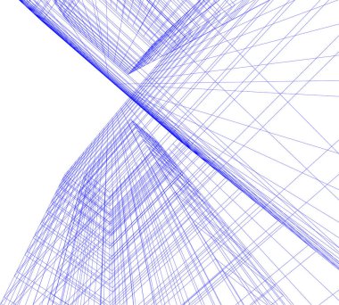 Arkaplanda mimari bina 3d illüstrasyon
