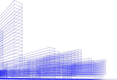 Arkaplanda mimari bina 3d illüstrasyon
