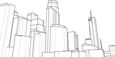 Mimari sanat konseptinde soyut çizgiler, minimum geometrik şekiller. 