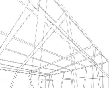Mimari sanat konseptinde soyut çizgiler, minimum geometrik şekiller. 