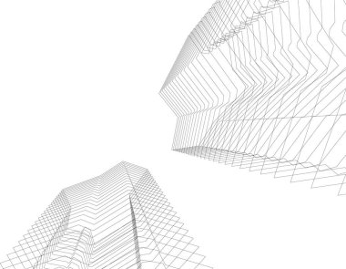 Mimari sanat konseptinde soyut çizgiler, minimum geometrik şekiller. 