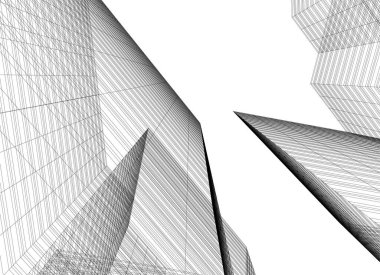 Mimari sanat konseptinde soyut çizgiler, minimum geometrik şekiller.