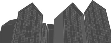 Beyaz zemin üzerine mimari sanat konseptinde soyut çizgiler, minimum geometrik şekiller.